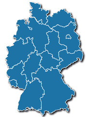 Landkarte Deutschland in türkis
