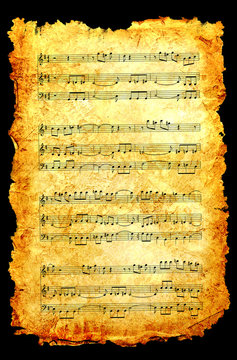 Parchemin d'une partition musicale
