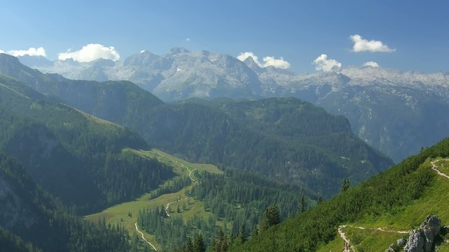 Time lapse clouds over Alps, Bavaria. View from Mount Jenner