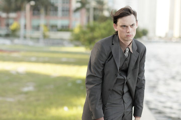 Businessman slouching