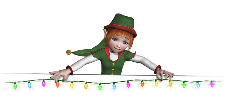 Santa's Elf is Hanging Christmas Lights