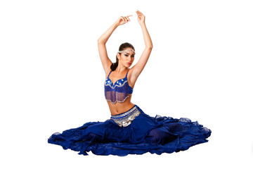 Belly dancer sitting on floor