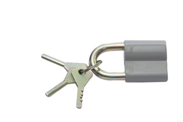 Padlock and keys isolated on white