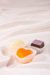candies on silk background,shallow DOF