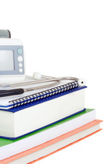 pad and stethoscope on whitepad and stethoscope on white