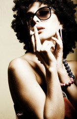 Disco lady smoking cigarette