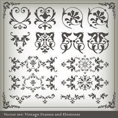 Vintage elements for frame or book cover, card vector