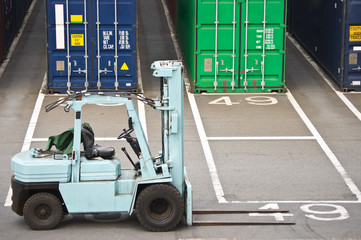 folklift in container yard