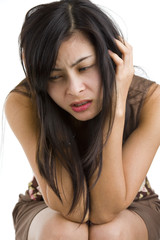 Fototapeta premium very sad beautiful young woman