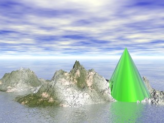 Fototapeta na wymiar Abstract - Rocky Island with Colour Cone