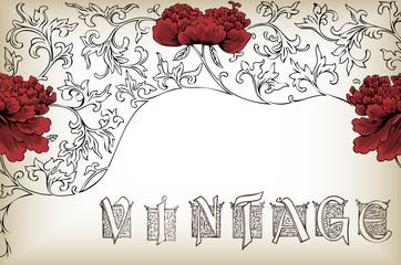 Beautiful flowers vintage vector background