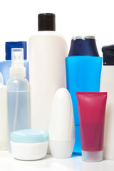 Collection of bottles of health and beauty products