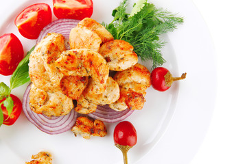 brisket chunks on vegetables