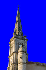 Fototapeta na wymiar Francja, 85, Marais Poitevin, danvix: wieża kościoła