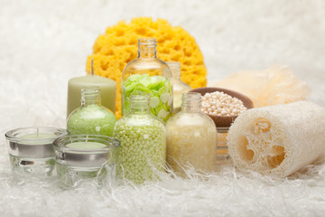 Aromatherapy - bath salt and massage sponge