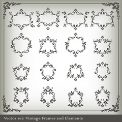Vintage elements for frame or book cover, card vector