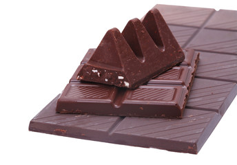 Dark chocolate on white