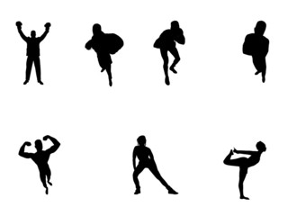 vector boxing silhouette set