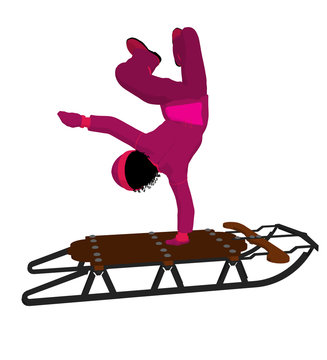 African American Girl On A Sled Silhouette