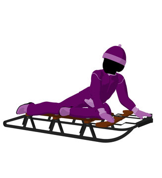 Girl On A Sled Silhouette