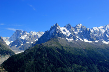 View of the Mont-Blanc massif mountain, France