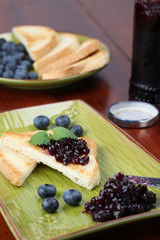 Blueberry jam toasts