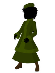 African American Victorian Girl Illustration Silhouette