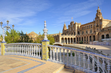 Obraz premium Ceramic balustrade, Plaza de Espana, Seville, Spain