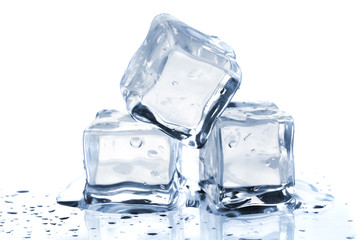 Three melting ice cubes