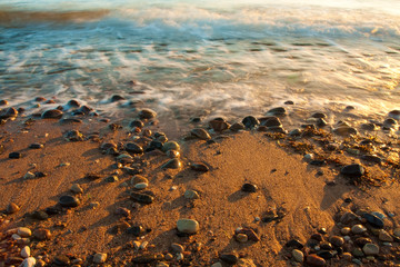 Sea with stones in nature