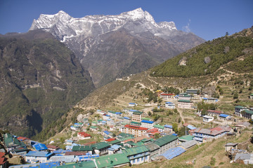 Village of Namche Bazar in the Nepalese Himalayas
