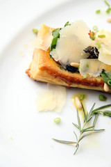 Tarte fine aux or tart vin food with cheese
