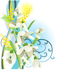 Floral design element with snowdrops
