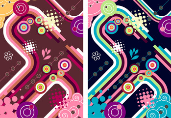 Modern vector background with abstract striped ornament.