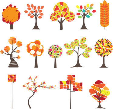Colorful Autumn tree. Vector illustration