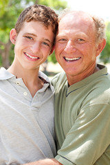 Obraz premium Image of Portrait of a happy senior man with grandson