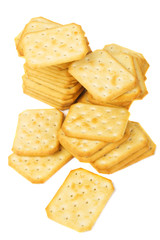 Salty crackers isolated on white