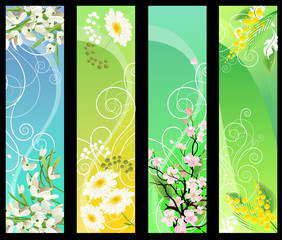 Four different beautiful vertical floral banners