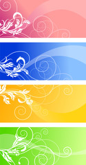 Four different colorful floral banners