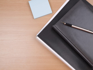 business diary, folder and pen