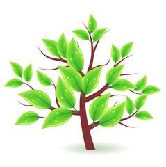 Stylized tree with green leaves