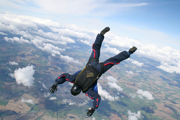 Skydiver dives down