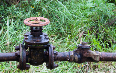 old  rusty country water supply system