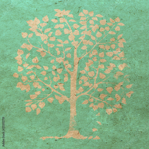 “wallpaper background with tree. Vintage old paper texture” Stock photo