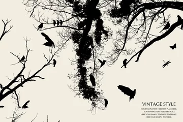 Vlies Fototapete Vögel am Baum Baum und Vogel