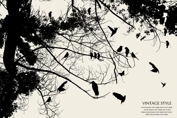 Stickers pour porte Oiseaux sur arbre arbre et oiseau