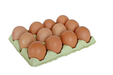 Eggs on the box in isolated