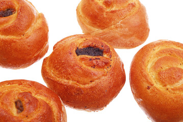 The fresh buns on white