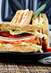 fresh and delicious classic club sandwich with toasters - 25396392