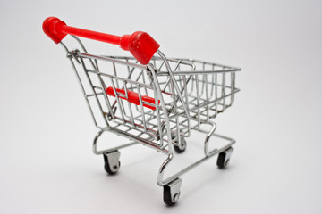isolated shopping cart on the white